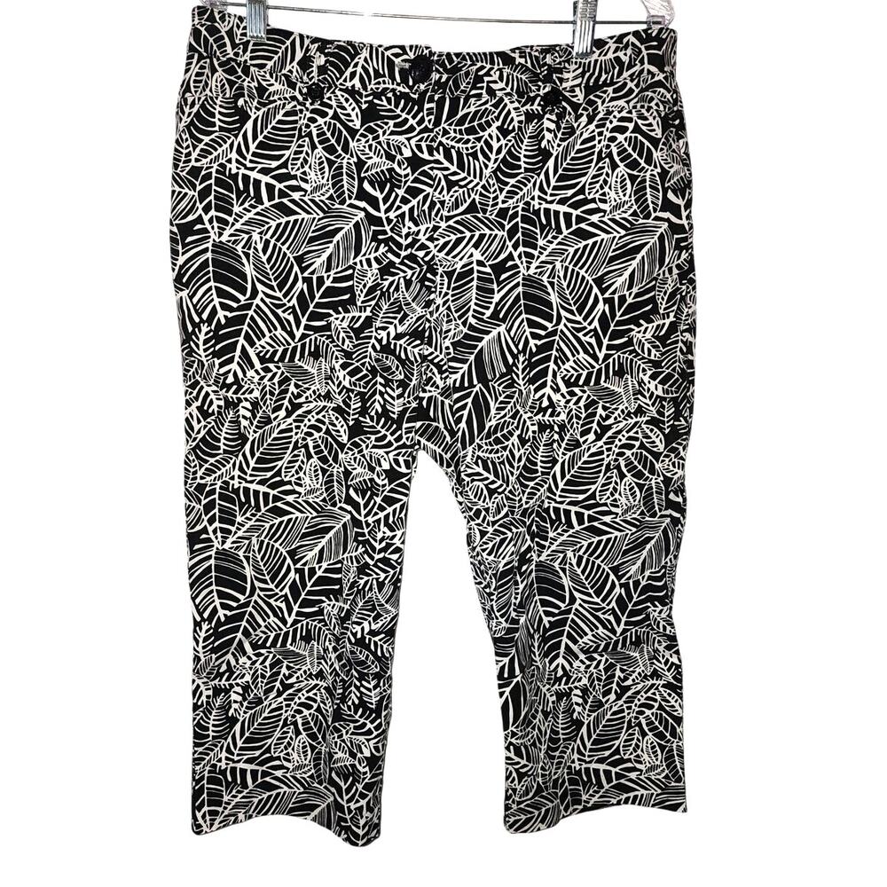 Briggs New York Black White Pull On Capri Cropped Plus Size 14